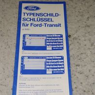 Typenschild Schlüssel Ford Transit