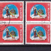 Schweiz MiNr. 1709 Schneekugeln Viererblock gestempelt zur Auswahl M€ 1,20 #609ij