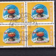 Schweiz MiNr. 1710 Schneekugeln Viererblock gestempelt M€ 1,20 #609k