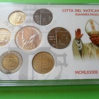 Vatikan 1983 Kursmünzsatz mit 1000 Lire Silber in Kassette