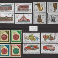 DDR Einzelmarken aus Viererblöcken von 1987 - 1989 sauber postfrisch (345)