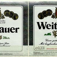ALT ! Bieretiketten "Weitnauer Pils" Brauerei Weitnau † 1995 Oberallgäu Schwaben