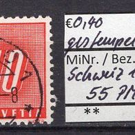 Schweiz 1938 Portomarken: Wertziffern und Schweizer Kreuz MiNr. 55 gestempelt