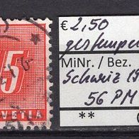 Schweiz 1938 Portomarken: Wertziffern und Schweizer Kreuz MiNr. 56 gestempelt