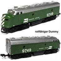 EMD F9, Burlington Northern, Diesellok, grün, Dummy, Bachmann 9749 Ep3, Spur N