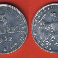 Weimar 3 Mark 1922 E