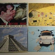 Ansichtskarte Postkarte Set Berliner Mauer, Chichén Itzá, Der Kuss, das Liebespaar