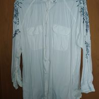 langarm Bluse weiß mit Muster