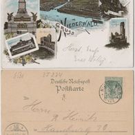Niederwald-Litho-AK 1902 Blick auf Bingen Erh.1