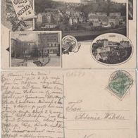 Nossen-Sachsen-AK 1908 Seminar Schloss und Totalansicht Erh.1