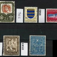 Luxemburg Mi. Nr. 567 + 576 + 582 + 584 + 585 o <
