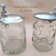 2 alte Gläser Henkelgläser mit Deckel * Bierkrug Humpen * Sammlerkrug mit Zinndeckel