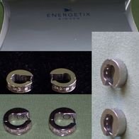 Magnetix Edelstahl Matt gebürstet Zirkonia Creole Ohrschmuck Ohrstecker 0,12Tesla