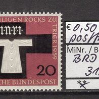 BRD / Bund 1959 Ausstellung des Heiligen Rocks, Trier MiNr. 313 postfrisch