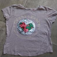 rosa T-Shirt schwarz gepunktet, Gr. 146/152 C&A