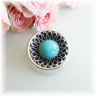 Designer Brosche mit Türkis, Silber 835