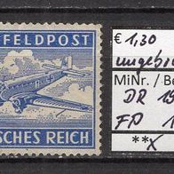 Deutsches Reich 1942 Zulassungsmarke für Luftfeldpostbriefe MiNr. 1 x ungebraucht Fal