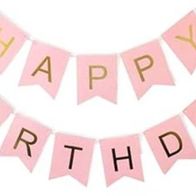 Happy Birthday Girlande Banner Geburtstagsdeko rosa