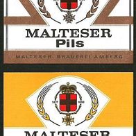 ALT ! Bieretiketten Malteser Brauerei † 1993 Amberg Oberpfalz Bayern