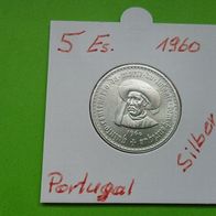 Portugal 1960 5 Escudos Silber Heinrich der Seefahrer - ein Unikat bitte lesen !!