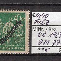 Deutsches Reich 1923 Dienstmarken: Teilauflagen MiNr. 77 a ungebraucht Falz