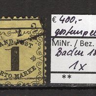 Baden 1862 Landespost-Portomarken Ziffer im Rankenwerk MiNr. 1 x gestempelt