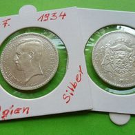 Belgien 1934 20 Franc Silber König der Belger