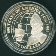 Cook-Inseln Silber PP/ Proof 50 Dollars 1993 "Francis de Orellana" 500 Jahre Amerika