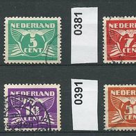 Niederlande Mi. Nr. 380 + 381 + 382 + 391 Fliegende Taube o <