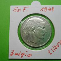 Belgien 1948 50 Franc Silber