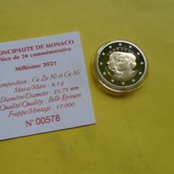 Monaco 2021 2 Euro 10. Hochzeitstag von Fürst Albert II. mit Fürstin Charléne PP