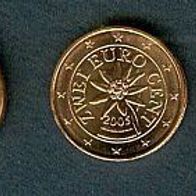 2005 Lose Kursmünzen Österreich Austria UNC 1 Cent & 2 Cent & 5 Cent Prägefrisch
