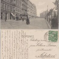 Prag-Pozdrav-z-Kral.-Vinohradu Geschäft v. Vaclav Bartax l.1909 Kartenseite löst sich