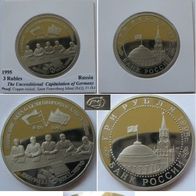 1995, Russia, 3 Rubles, Proof, Unconditional Capitulation of Gemany