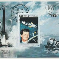 Tschad 1970 Apollo Programm - Eroberung des Monds MiNr. Block 14 B mit ESt