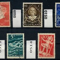 Niederlande Mi. Nr. 507 + 509 + 510 + 512 + 514 o <