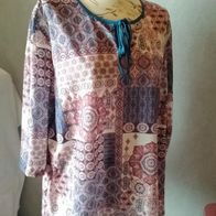 Ulla Popken Damen Marken Schlupf- Bluse Gr.48 rot blau Patchwork