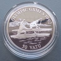 Vanuatu - 50 Vatu 1992 - Olympische Spiele 1992 - PP in Kapsel mit Zertifikat