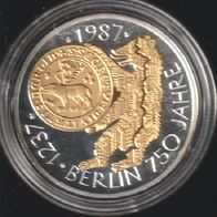 1987 BRD 750 Jahre Berlin 10 DM mit Goldapplikation