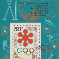 1972 UdSSR Medaillengewinne bei Olympia 1972 Block MiNr. 75 (3984) gestempelt mit ESt
