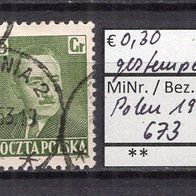 Polen 1950 Freimarken: Staatspräsident Boleslaw Bierut MiNr. 673 gestempelt
