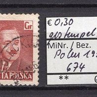 Polen 1950 Freimarken: Staatspräsident Boleslaw Bierut MiNr. 674 gestempelt