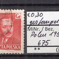 Polen 1950 Freimarken: Staatspräsident Boleslaw Bierut MiNr. 675 gestempelt