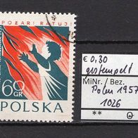 Polen 1957 Internationaler Kongress des CTIF MiNr. 1026 gestempelt