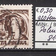 Polen 1953 3. Welt-Studentenkongress, Warschau MiNr. 811 gestempelt