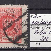 Polen 1924 Freimarken: Adler im Lorbeerkranz MiNr. 206 gestempelt