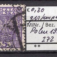 Polen 1932 Freimarken: Polnisches Staatswappen MiNr. 272 gestempelt -3
