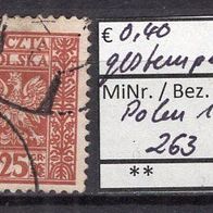 Polen 1928 Freimarken: Polnisches Staatswappen MiNr. 263 gestempelt -2