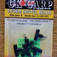 Neu! 25 Cormoran UK Carp Swivel Beads Farbe: Schwarz Karabiner Wirbel T-Form