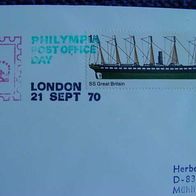 8x England Philympia 1970 Europa Schiffe Airmail Cutty Sark Penny Indianman echt gela